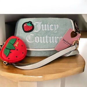 Juicy Couture Sweet N Juicy Strawberry Pastel Turquoise Flap Shoulder Handbag NW